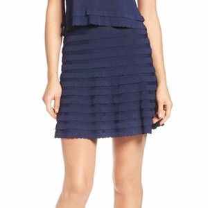 Lilly Pulitzer Olive Navy Tiered Scalloped Mini Skirt